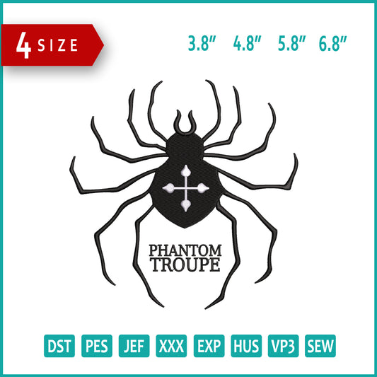 Spider Phantom Troupe Embroidery Design Files - 4 Size's