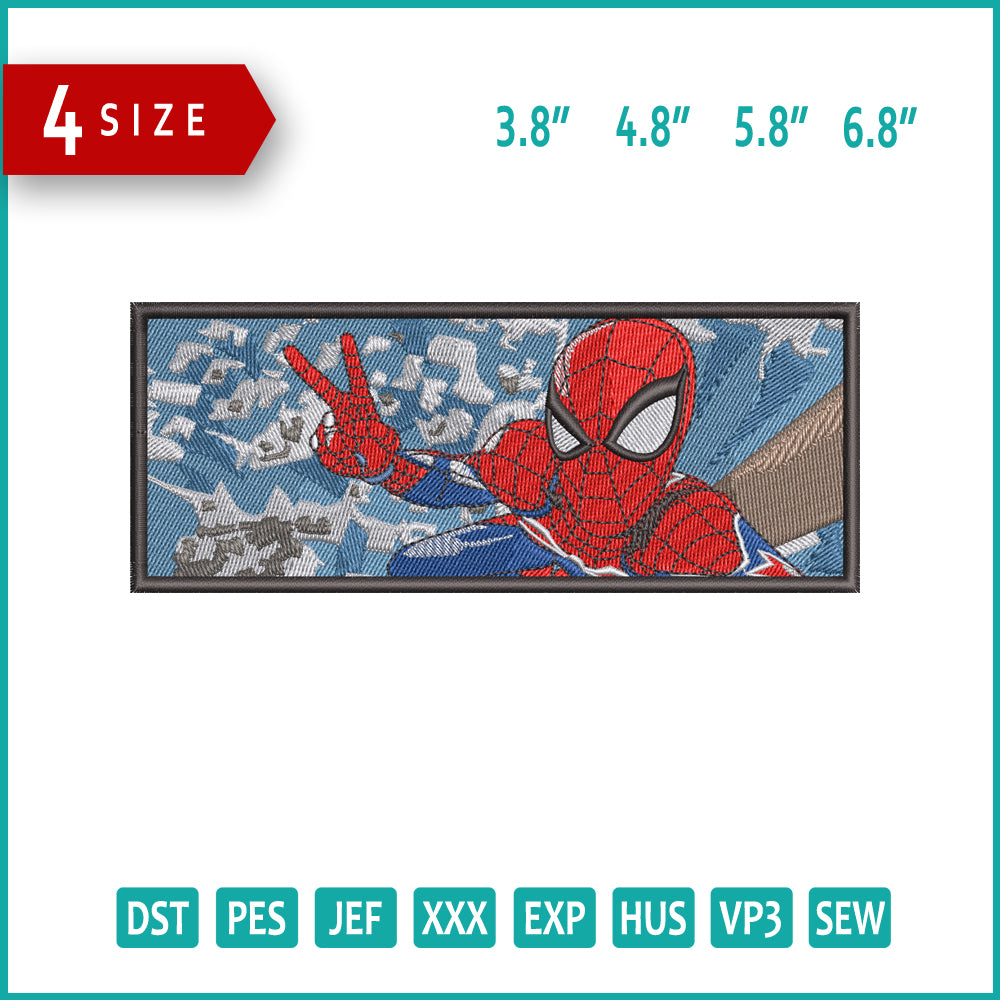 Spiderman Rectangle Embroidery Design Files - 4 Size's