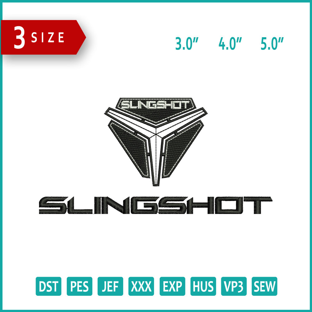 Slingshot Logo Embroidery Design Files - 3 Size's