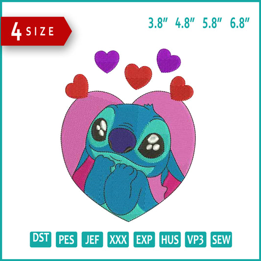 Stitch Heart Embroidery Design Files - 4 Size's