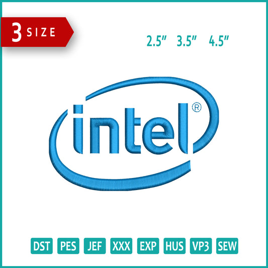 Intel Logo Embroidery Design Files - 3 Size's