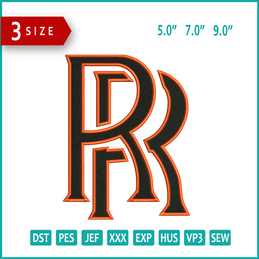 Rolls Royce RR Embroidery Design Files - 3 Size's