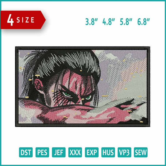Eren Yeager v8 Embroidery Design Files - 4 Size's
