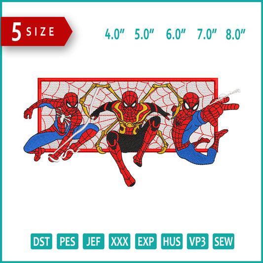 3 Spiderman v2 Embroidery Design Files - 5 Size's