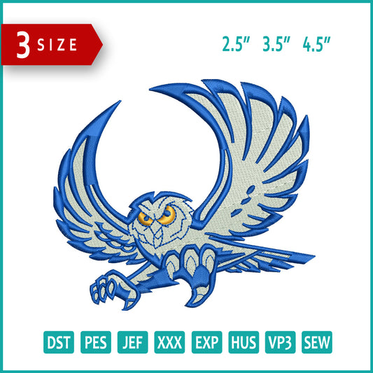 Owl v3 Embroidery Design Files - 3 Size's