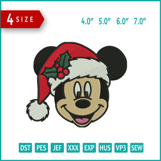 Mickey Mouse Santa Hat Embroidery Design Files - 4 Size's