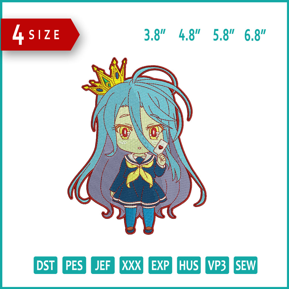 No Game No Life Embroidery Design Files - 4 Size's