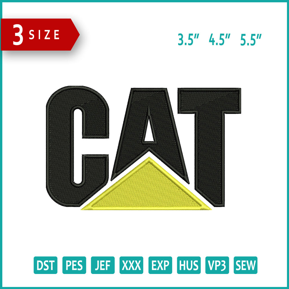 Cat Logo Embroidery Design Files - 3 Size's