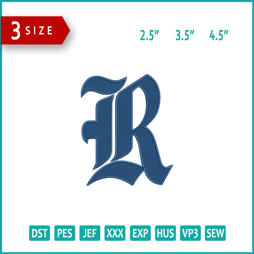 Rice Owls Football Logo Embroidery Design Files - 3 Size's
