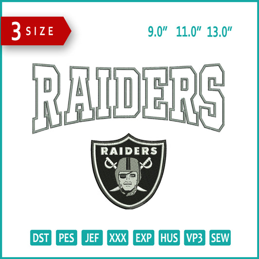 Raiders Embroidery Design Files - 3 Size's