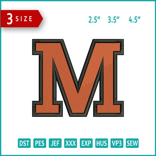 M Logo Embroidery Files - 3 Size's