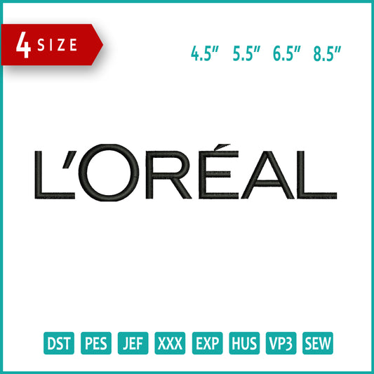 Loreal Logo Embroidery Design Files - 4 Size's