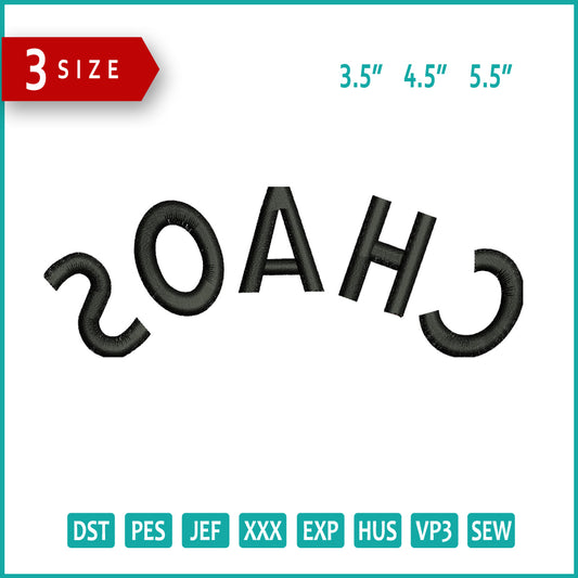 CHAOS Embroidery Design Files - 3 Size's