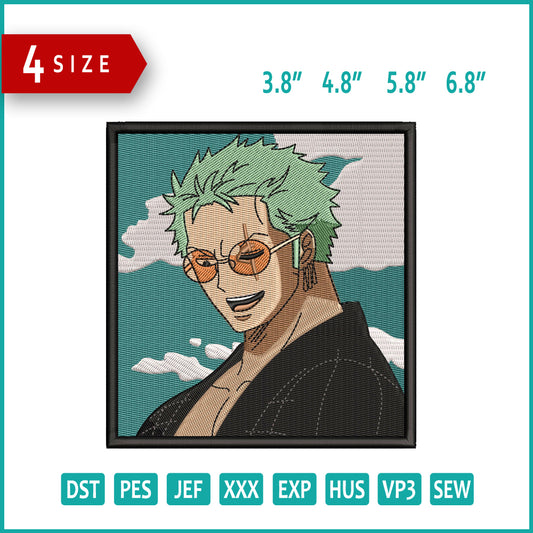 Roronoa Zoro v2 Embroidery Design Files - 3 Size's