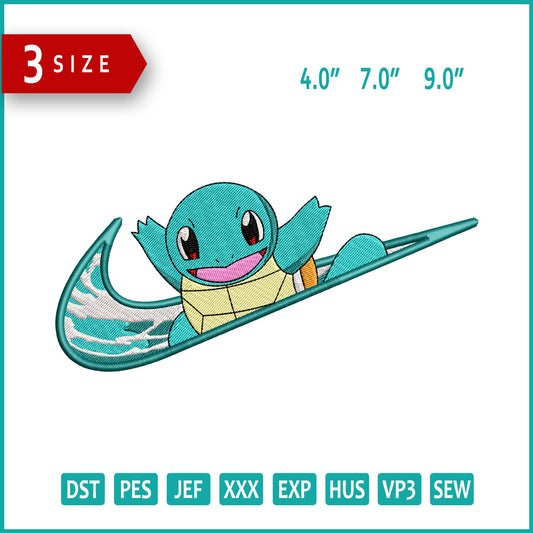 Squirtle Swoosh v2 Embroidery Files - 3 Size's