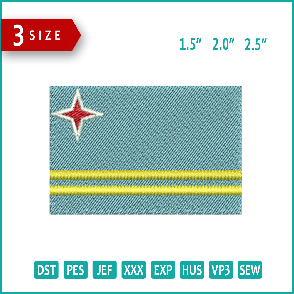 Aruba Flag Embroidery Design Files - 3 Size's
