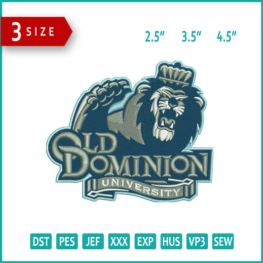 Old Dominion Monarchs Logo Embroidery Design Files - 3 Size's