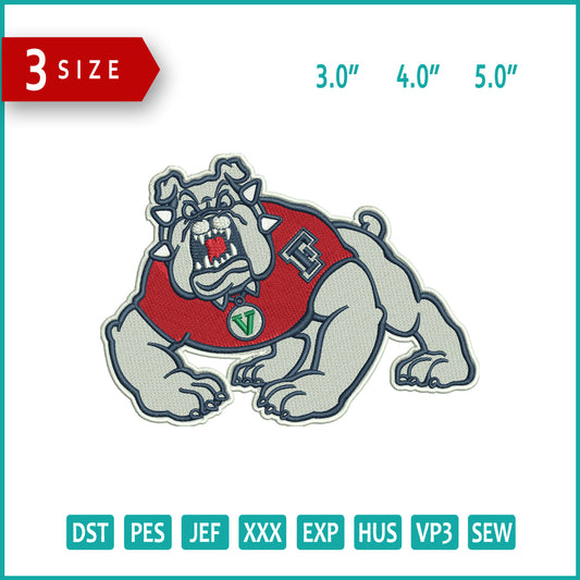 Fresno State Bulldogs Logo Embroidery Design Files - 3 Size's