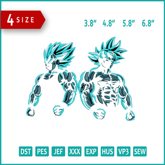 Dragon Ball Super Embroidery Design Files - 4 Size's