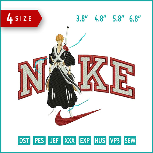 Nike Ichigo Kurosaki Embroidery Design Files - 4 Size's