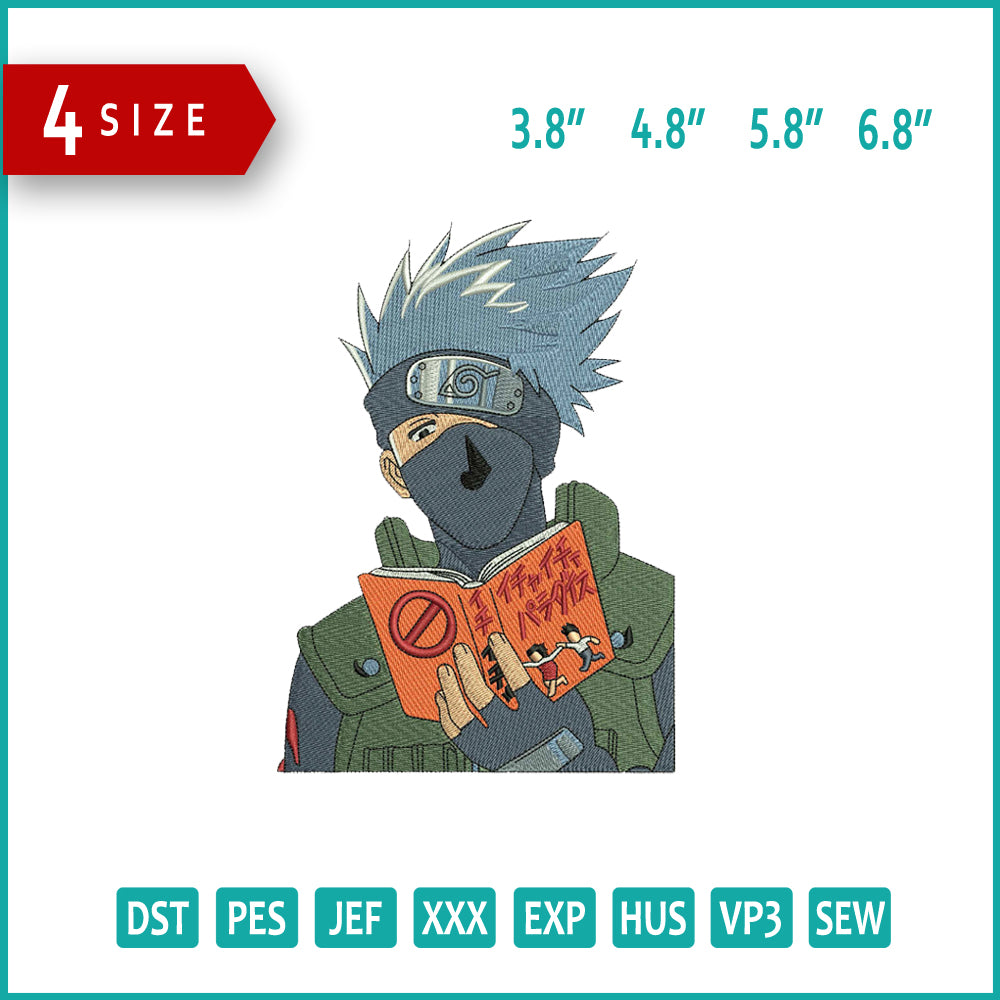Kakashi Hatake v6 Embroidery Design Files - 4 Size's