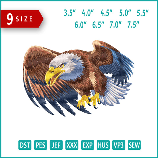 Angry Eagle Embroidery Design Files - 9 Size's