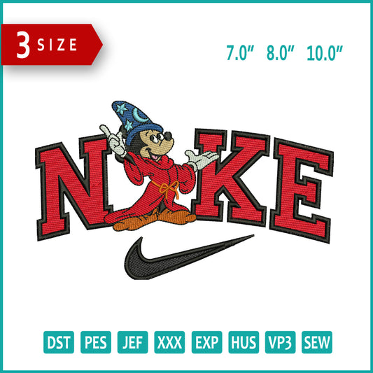 Nike Mickey Mouse Magician Embroidery Design Files - 3 Size's
