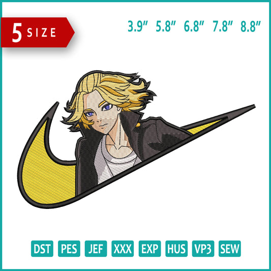 Manjiro Sano Swoosh v2 Embroidery Design Files - 5 Sizes
