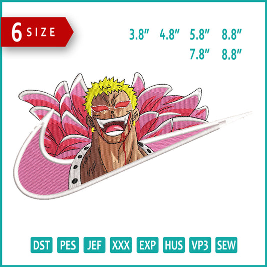 Donquixote Doflamingo Swoosh Embroidery Design Files - 3 Size's