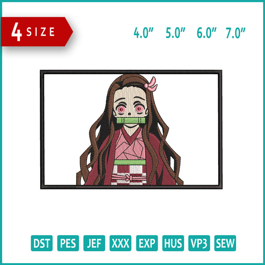 Nezuko Kamado v8 Embroidery Design Files - 4 Size's