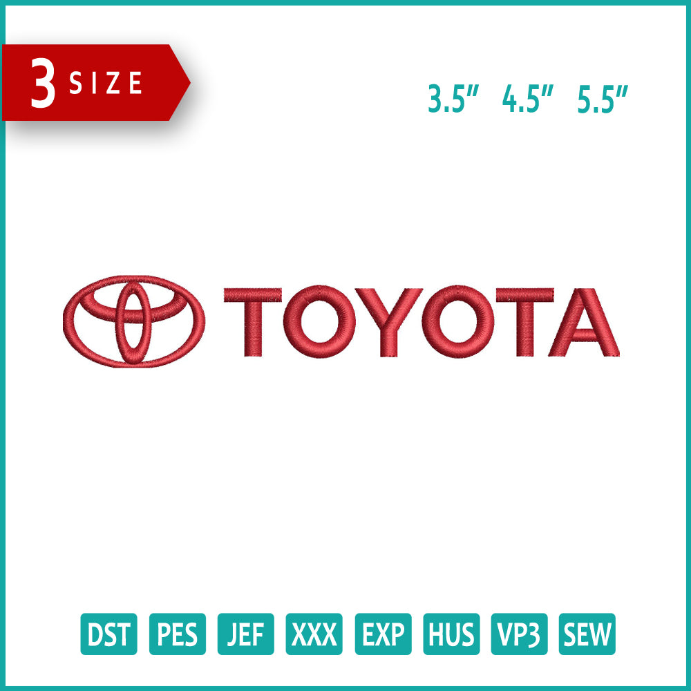 Toyata Logo Embroidery Design Files - 3 Size's