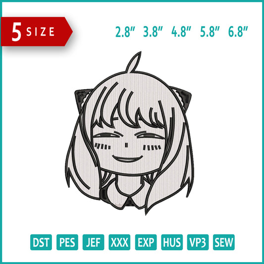 Anya Forger v2 Embroidery Design Files - 5 Size's