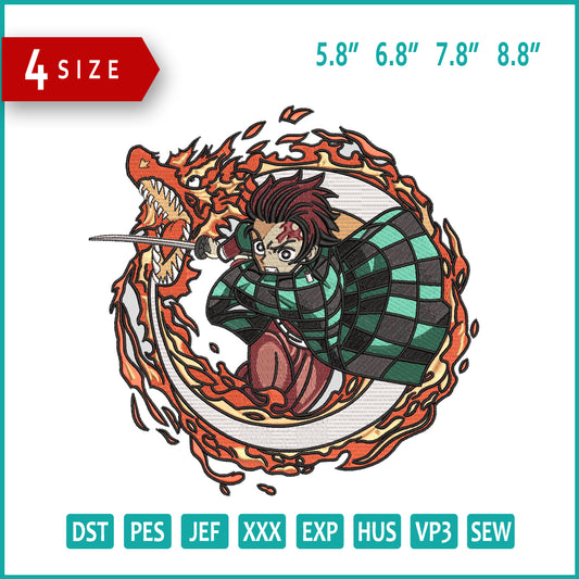 Tanjiro Kamado v2 Embroidery Design Files - 4 Size's
