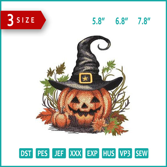 Spooky Pumpkin Embroidery Design Files - 3 Size's