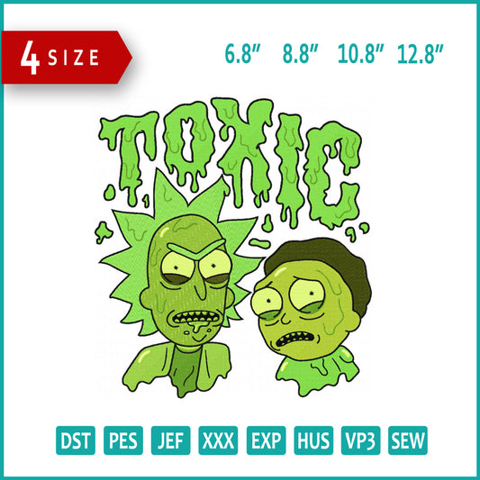 Toxic Rick and Morty Embroidery Design Files - 4 Size's