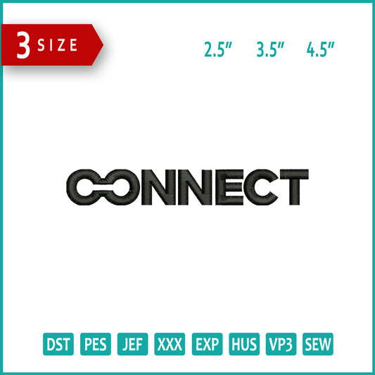 Connect Logo Embroidery Design Files - 3 Size's