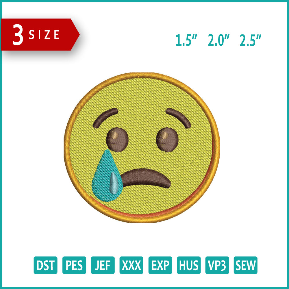 Crying Face Emoji Embroidery Design Files - 3 Size's