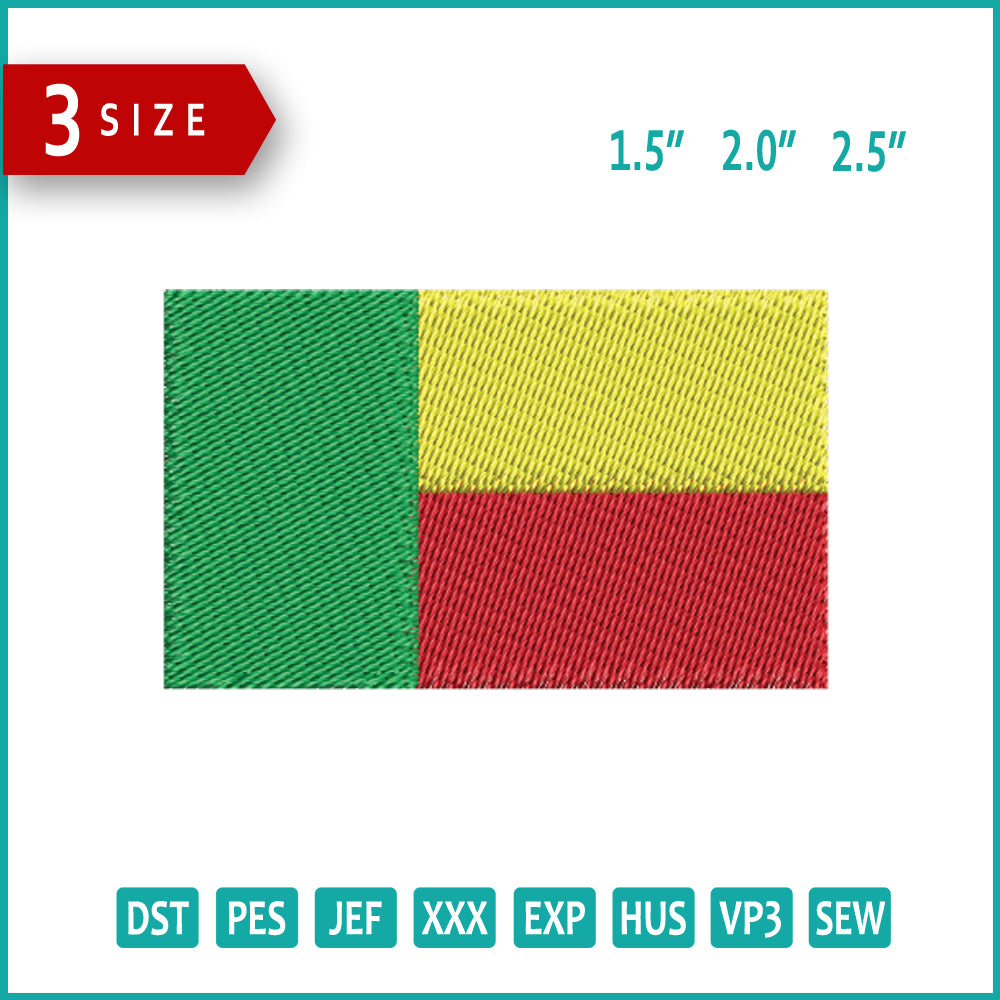 Benin Flag Embroidery Design Files - 3 Size's