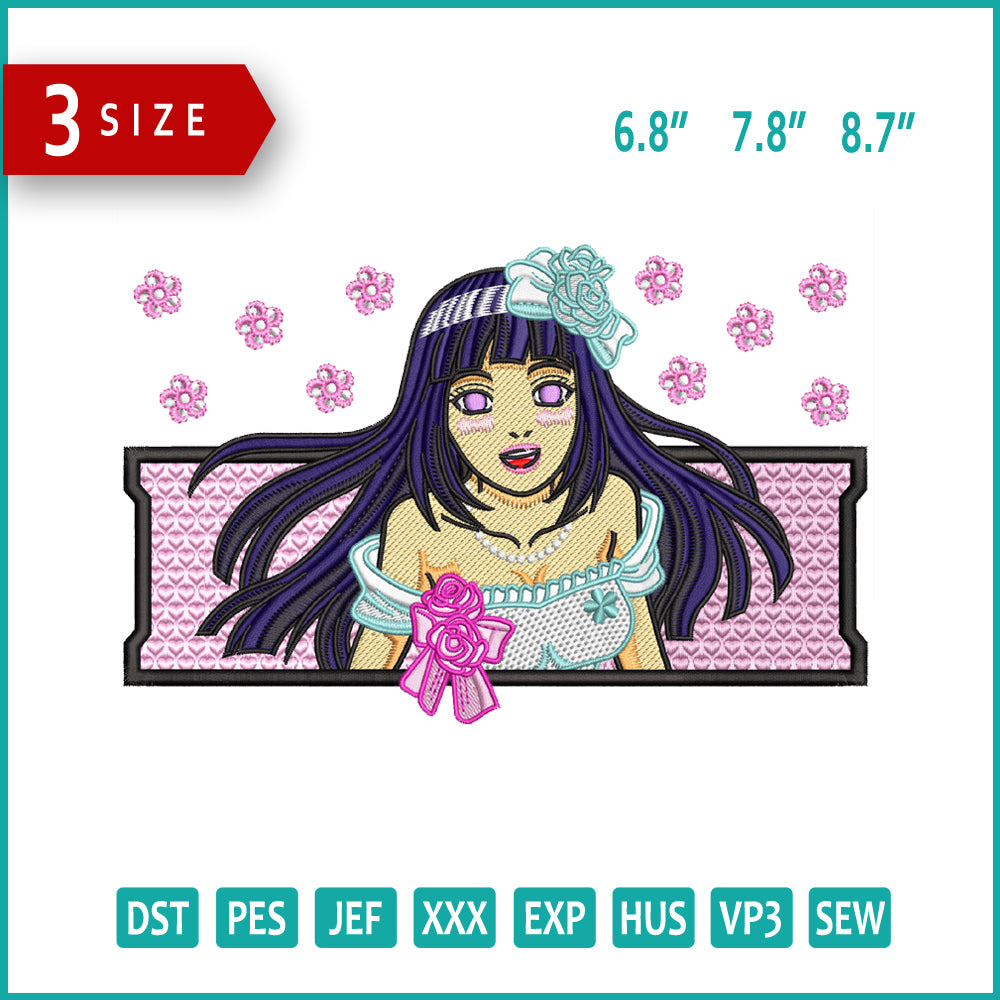 Hinata Hyuga Embroidery Design Files - 3 Size's