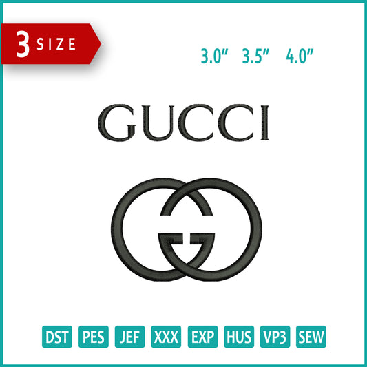 Gucci Logo Embroidery Design Files - 3 Size's