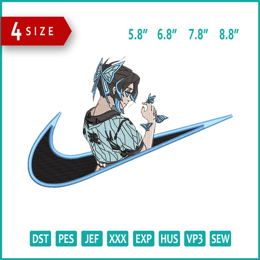 Shinobu Kocho Swoosh v6 Embroidery Design Files - 4 Size's