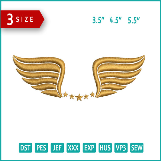 Wings Embroidery Files - 3 Size's