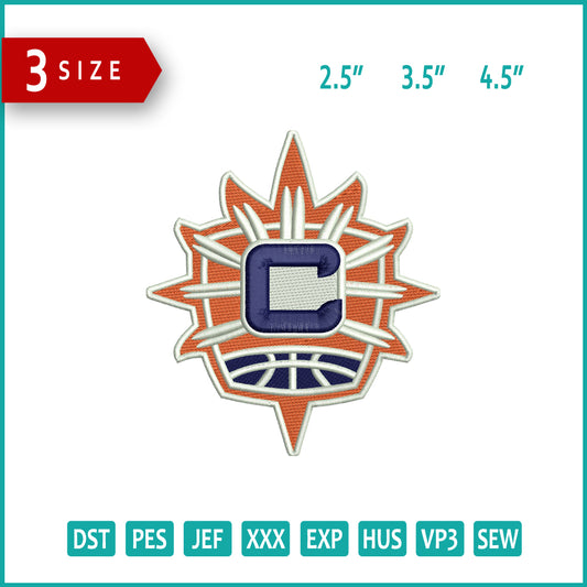 Connecticut Sun Logo Embroidery Design Files - 3 Size's