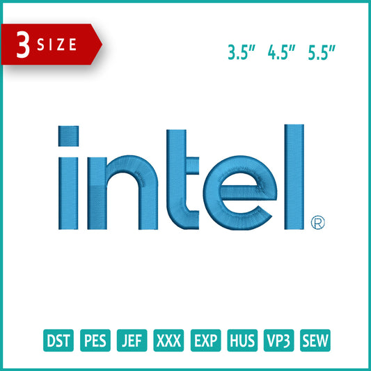 Intel Logo Embroidery Design Files - 3 Size's