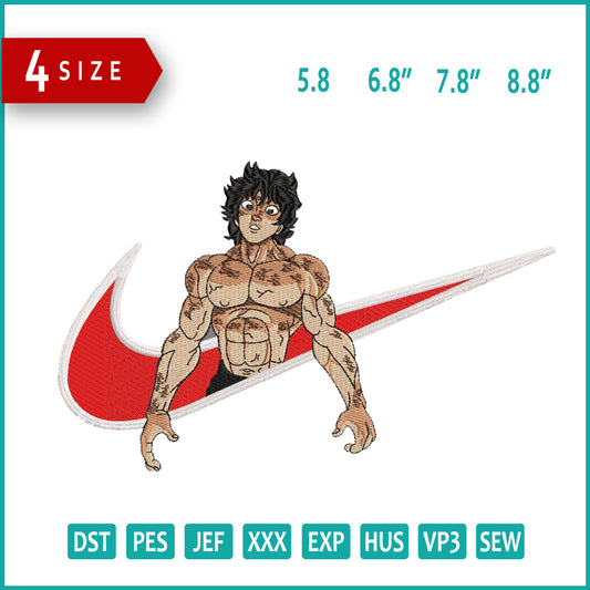 Baki Hanma Swoosh v3 Embroidery Design Files - 4 Sizes