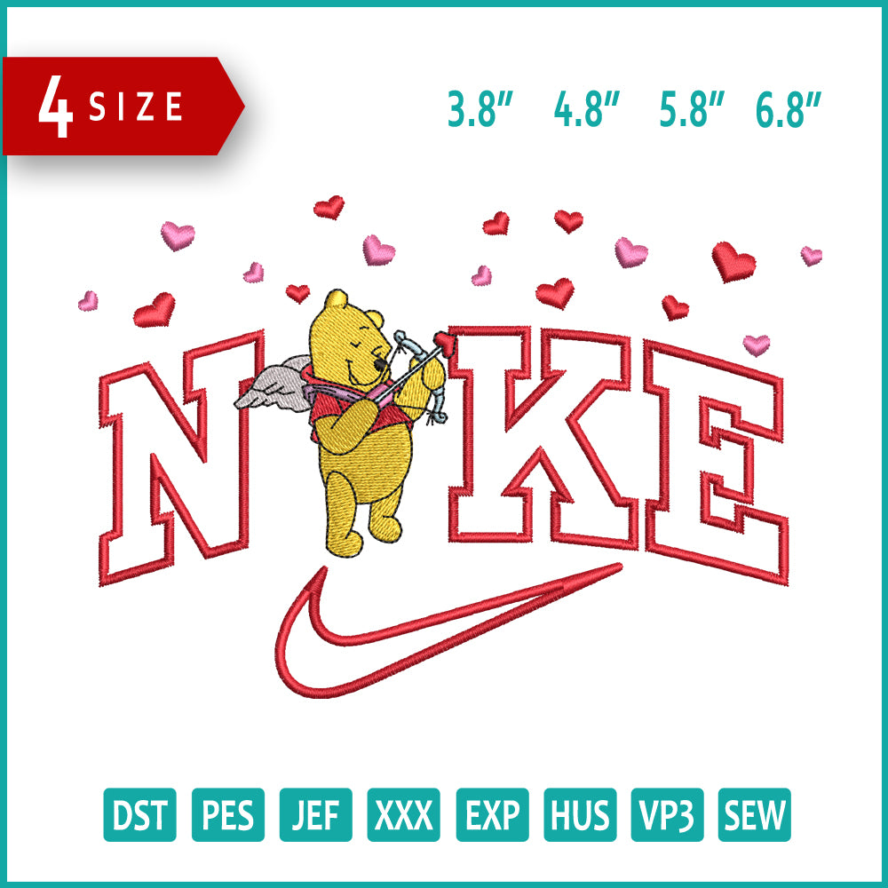 Nike Pooh v3 Embroidery Design Files - 4 Size's