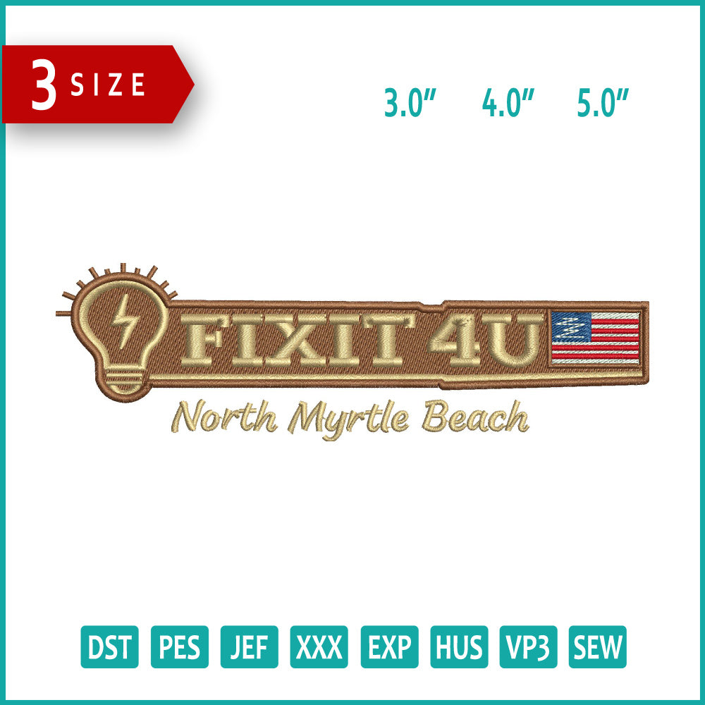 Fixit 4u Logo Embroidery Design Files - 3 Size's