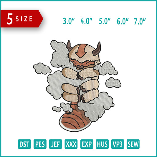 Appa Hugging Embroidery Design Files - 4 Sizes
