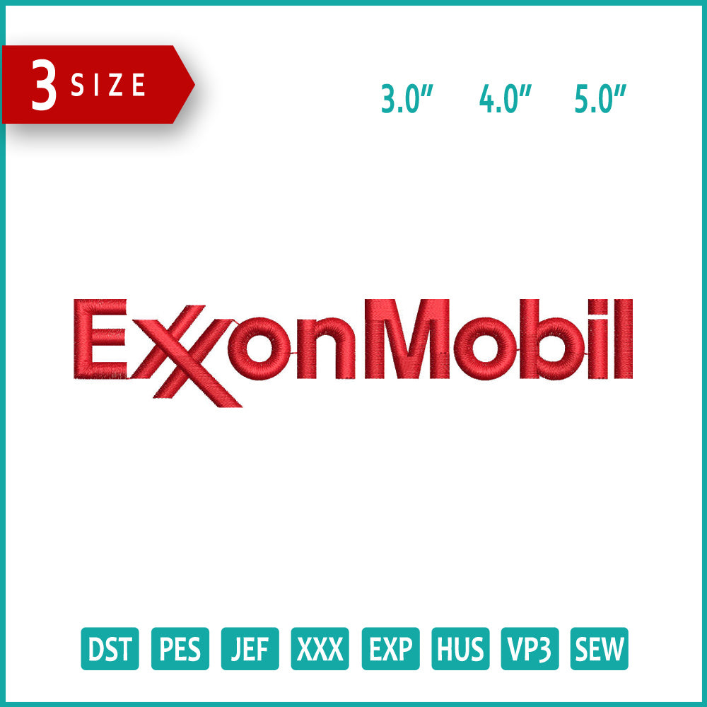 ExxonMobil Logo Embroidery Design Files - 3 Size's
