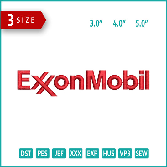 ExxonMobil Logo Embroidery Design Files - 3 Size's